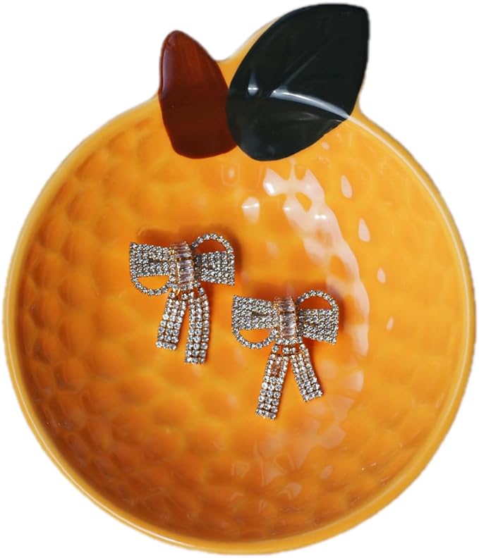 Ceramic Jewelry Tray, Orange Shaped Trinket Dish, Jewelry Organizer, Ring Holder, Decorative Bowl for Rings Earrings Necklaces Bracelet Jewelry Watch Keys, Gift for Sisters Daughter