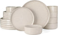 Famiware Nebula Plates and Bowls Sets, 18 Pieces Dinnerware Sets, Dishes Set for 6, Creamy White with Colorful Speckles