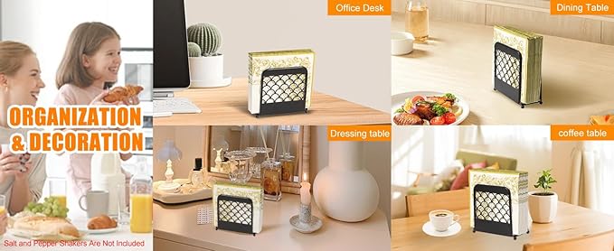 Napkin Holder for Table,MetalIron Modern Napkin Holder for Kitchen Dining Cocktail Napkin Holders for Paper Napkins Mail Bills Suitable for All Dining Room Decors Black