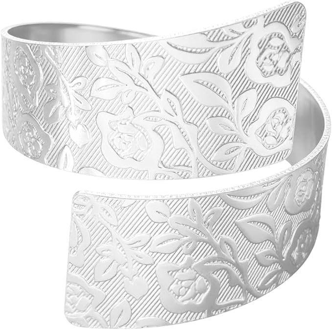 Napkin Rings Set of 12, Irregular-Shaped Metal Napkin Holders with Rose Patterns for Wedding Dining, Holiday Table Decor, Perfect for Home Chefs & Party Planners（Silver）