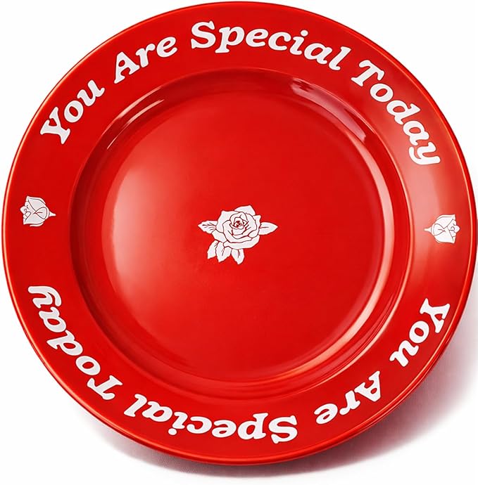 You Are Special Today Red Ceramic Celebration Plate, 10.6" Dinner Plate for Birthday, Wedding, Anniversary, Graduation & Family Traditions - Decorative Keepsake Gift Dish with Gift Box (1 Pack)