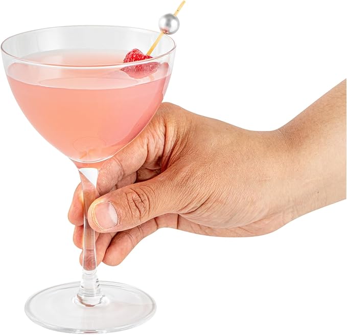 Restaurantware-Vetri 8 Ounce Nick And Nora Glasses, 6 Dishwashable Martini Glasses - No Lead, Vintage Inspired, Clear Glass Cocktail Drinkware, For Hosting Parties, Serve Whiskey, Gin And More