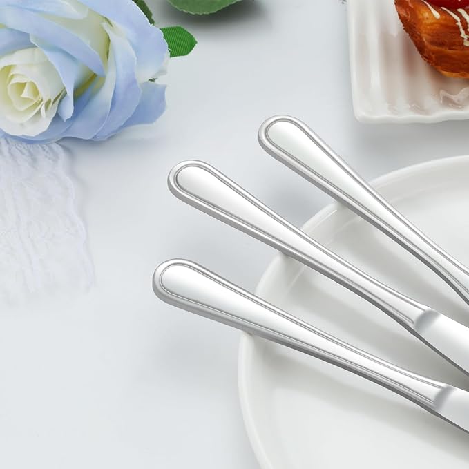 Dinner Knives Set of 36, 9” Butter Knives with Pretty Line Handle, Food Grade Stainless Steel Table Knife, Dishwasher Safe & Mirror Polished