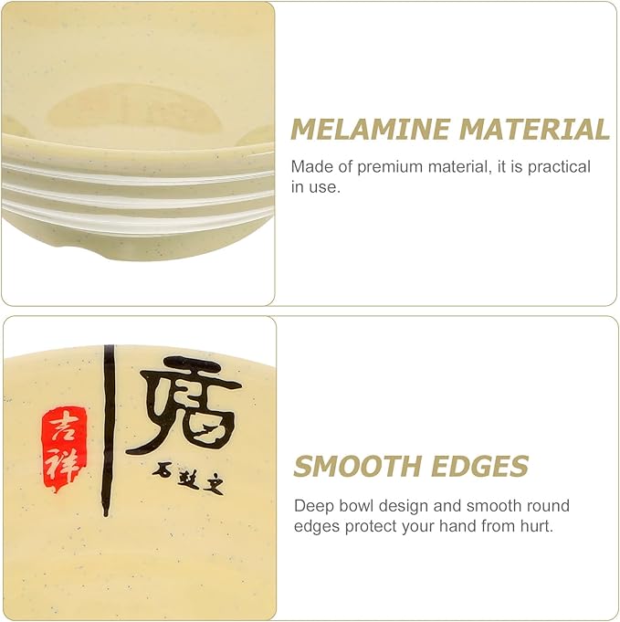 STOBAZA Melamine Ramen Bowl Large Noodle Soup Container for Restaurant Use Smooth Finish Household Tableware for Rice Noodles Dessert and Asian Cuisine