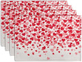 Valentine's Day Pink Love Heart Placemats Set of 4 Valentine Dining Place Mat Heat Resistant Washable Wedding Anniversary Rectangle Table Mat for Outdoor Kitchen Home Party 12x18 Inch