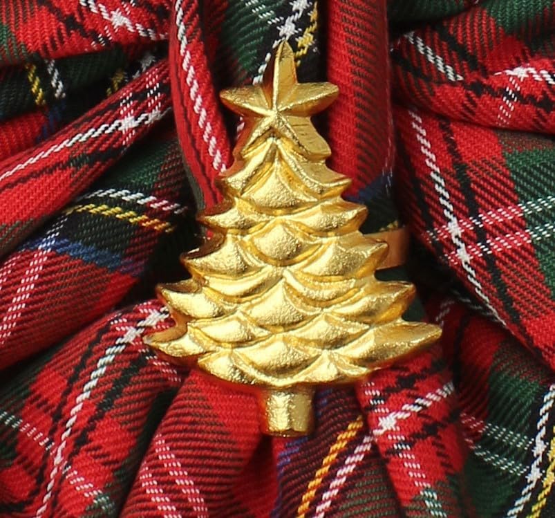 COTTON CRAFT Christmas Tree Napkin Rings - 8 Pack Gold Metal Napkin Rings - Image 3