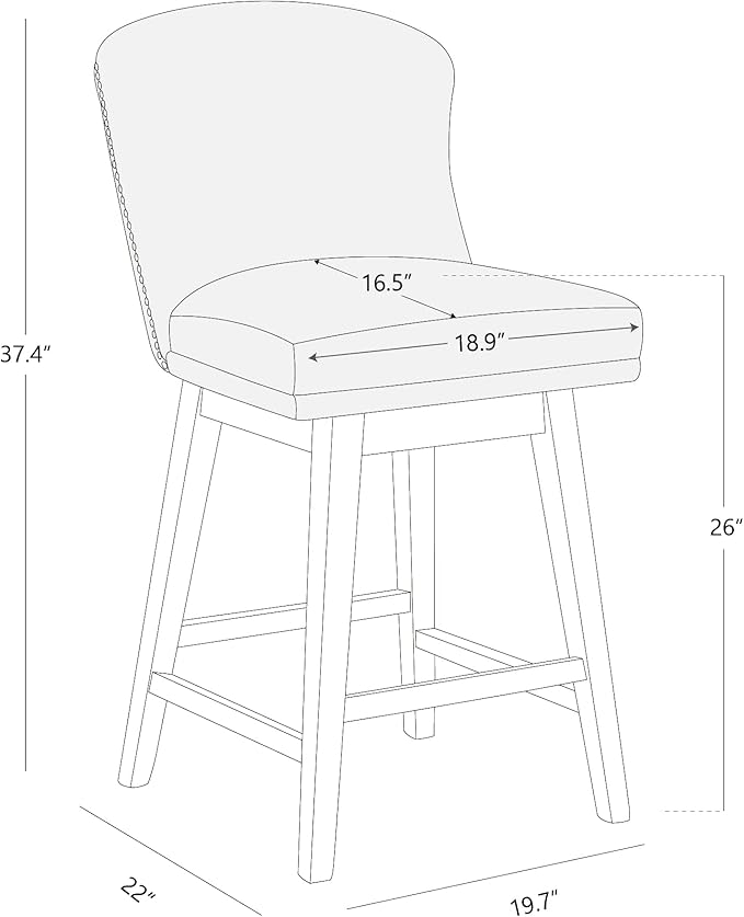 CHITA Counter Height Swivel Barstools, FSC Certified Upholstered Performance Fabric Bar Stools Set of 2, 26" Seat Height, Tan