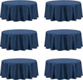 PureFit 6 Pack Round Navy Blue Table Cloths 120 Inch for Round Tables, Stain and Wrinkle Resistant Table Linens for Home Use, Wedding, Party, Banquet and Camping
