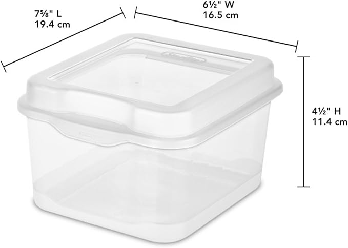 Sterilite FlipTop, Stackable Small Storage Bin with Hinging Lid, Plastic Container to Organize Desk at Home or Office, Clear, 36-Pack