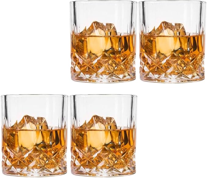 Set of 4 Crystal Whiskey Glasses - 11 oz Double Old Fashioned Tumbler, Perfect for Bourbon, Vodka, and Cocktails (Set of 4)