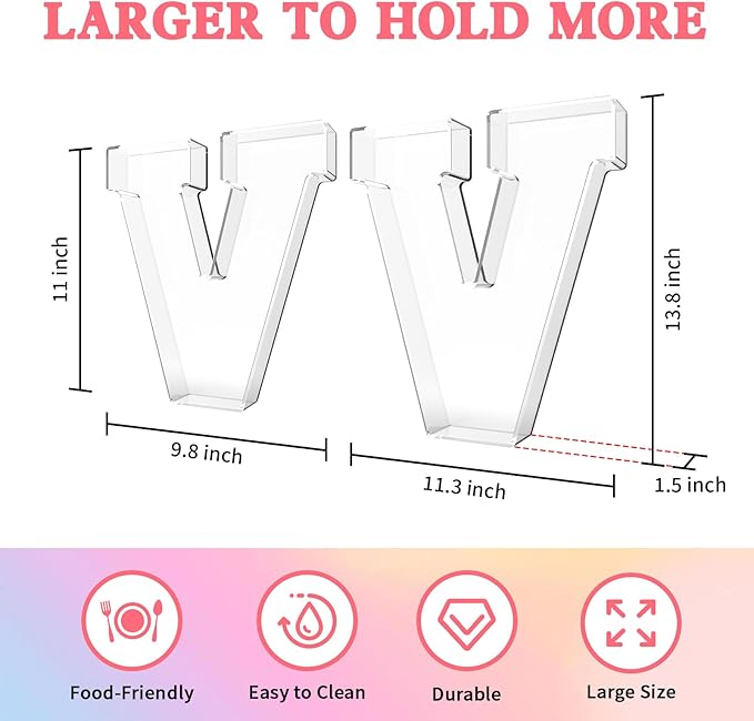 13.8" Acrylic Letter Charcuterie Tray, Charcuterie Letters Fillable Box for Food, Reusable Serving Cake Candy Dish Display Tray for Birthday Anniversary Party Decoration (Letter V)