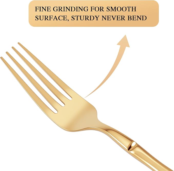 DEACORY Silverware Set Gold Bamboo Pattern Handle Flatware Set, 40-Piece Stainless Steel Cutlery Set Service for 8