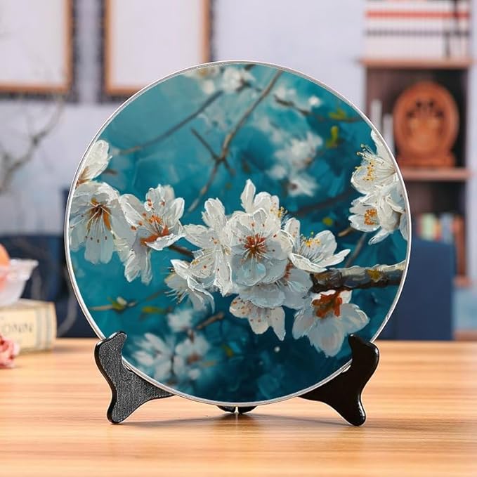 Customizable Ceramic Decorative Plate Personalized Photo Text Logo Printed for Wall Hanging or Table Decor Perfect Memorial Gifts for Anniversary or Birthday CP-0941180492133364