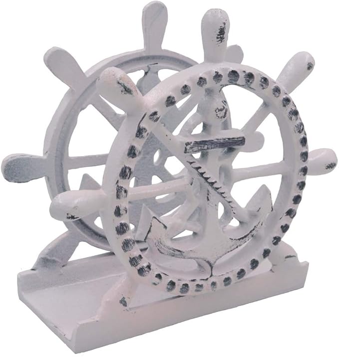 THDC Nautical Napkin Holder, Lunch, Dinner, Nautical Collection Napkin Holder, Made of Metal (Anchor Distressed Pink)