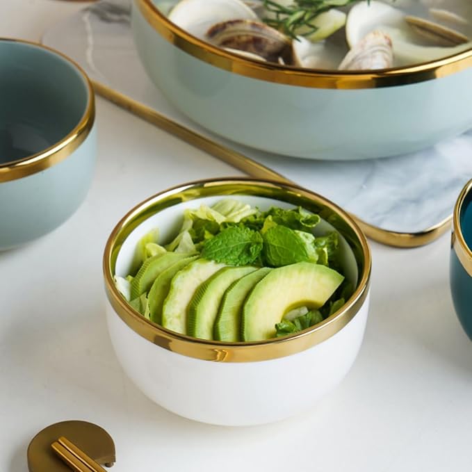 4.3-Inch Porcelain Ceramic Bowls for Kitchen, White Serving Bowls for Soup Pasta Salad Fruit Snack Noodles Ice Cream White Rice Cereal Bowl 11 oz Dinnerware Sets (Set of 4)