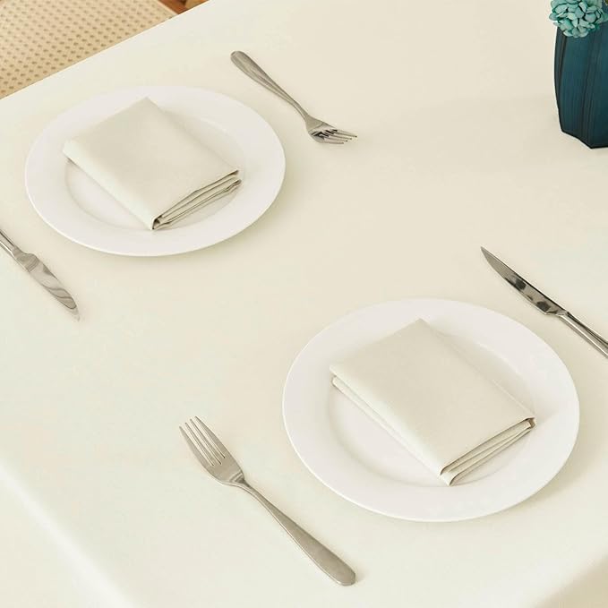Rectangle Tablecloth 60x84 inch Linen Textured Waterproof Table Cloth Stain and Wrinkle Resistant Washable, Decorative Fabric Table Cover for Outdoor and Indoor Use, Ivory