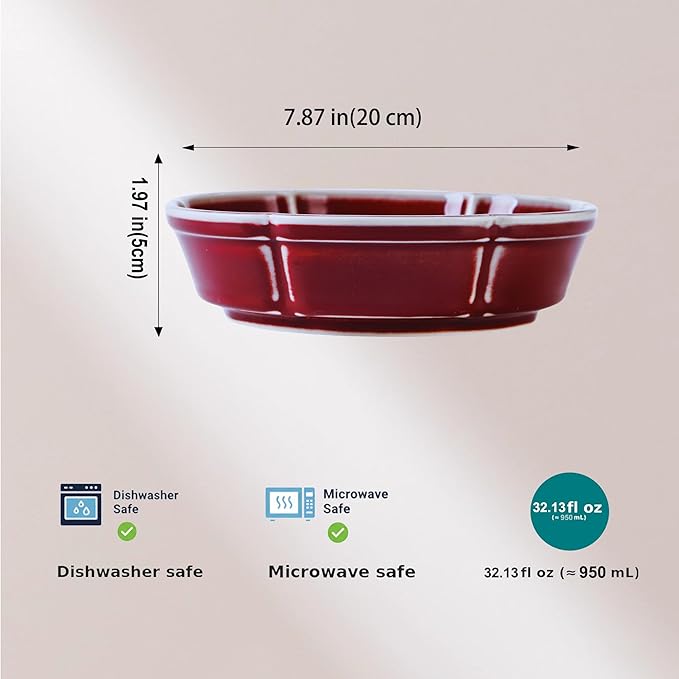 7.8" Oxblood Red Ceramic Decorative Bowl for Kitchen & Entryway Table, Fruit and Keys(Red)