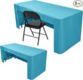 Nasitos 2 Pack Teal 8ft Tablecloth Fitted-Open Back Folding Table Cover Washable and Wrinkle Resistant Table Cloth for Trade Show, Book Fair, Career Fair, Convention, Events