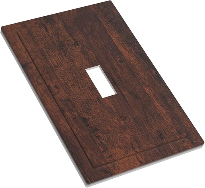 Decorative Light Switch Cover Brown Red Rustic Wood Grain Retro Farmhouse 1 Gang Wall Plate Cover Single Toggle Outlet Covers Switchplate Electrical Faceplate for Farmhouse Cabin Decor（2 Pack）