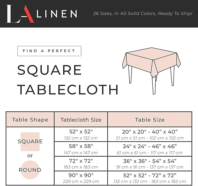 LA Linen Polyester Poplin Washable Square Tablecloth, Stain and Wrinkle Resistant Table Cover 72x72, Fabric Table Cloth for Dinning, Kitchen, Party, Holiday 72 by 72-Inch, Emerald Green