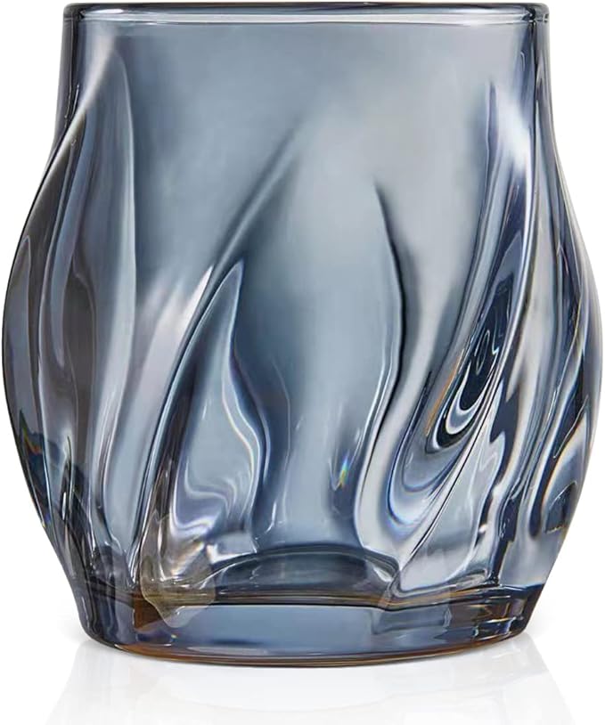 Whiskey Glasses Set of 2, Rocks Glass, 8.5 OZ Drinking Glasses, Creative Twisted Crystal Old Fashioned Cocktail Glass Tumbler for Bourbon, Scotch, Tequila, Cognac, Rum