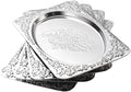 4-Pack Silver Serving Trays Set - ZENOVLUX Vintage Floral Engraved Mirror Decorative Tray, 13.8" x 8.7" Party Platters for Valentine's Day, Food, Appetizer, Charcuterie, Cookies, Desserts