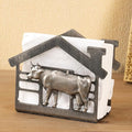 Metal Napkin Holder for Table, Antique Cow Farm Style, Rustic Vertical Tissue Napkins Holder for Paper Napkins (Cow/Black)
