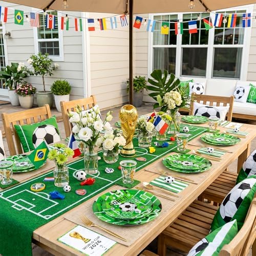 I00000 20 Green Plastic Soccer Plates, Disposable Plates for Soccer Party - Image 6