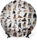 Decorative Plates, Dog Lover Print Ornament, Austratlian Shepherd Pet Italian Mastiff, 10 Inch, 1 Plate with 1 Display Stand, Brown Black