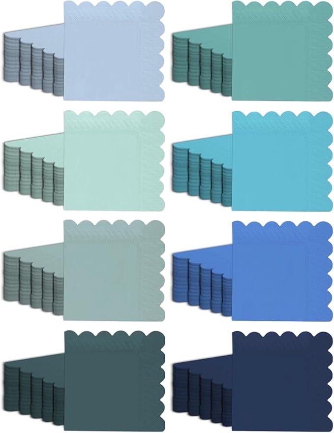 qiqee Blue Series Cocktail Dinner Napkins 5x5inch Disposable Beverage,Wedding, Birthday Party Dessert Wave Paper Napkins(120 Count)