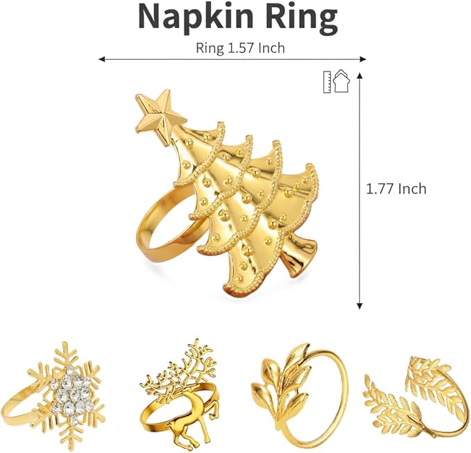 100 Pcs Gold Napkin Rings Bulk Delicate Napkin Holder for Dining Wedding Party Banquet Table Decroration Christmas and Daily Use