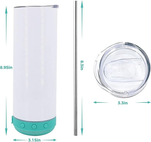 20 oz Music Speaker Tumbler 4 pack,Straight music mug with straw, lid, straw brush, shrink wrap,Reusable Travel Coffee Mug For Men and Women