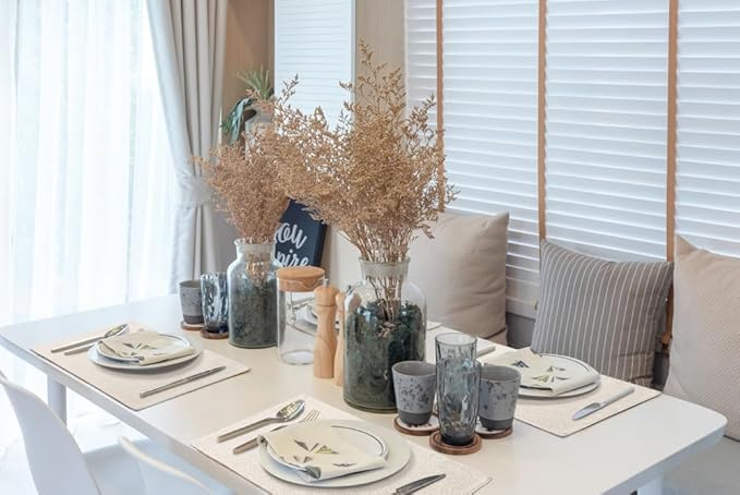homing Cotton Linen Placemats Set of 12, Cloth Washable Farmhouse Dining Table Mats for Indoors & Outdoors, Easy to Clean, Neutral Beige, 13 x 19 Inch