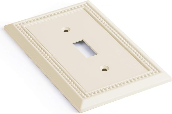 Henne Bery Sunken Pearls Heavy Duty Decorative Wall Plate Switch Plate Outlet Cover, Durable Solid Zinc Alloy (Single Toggle 3PK, Light Almond)