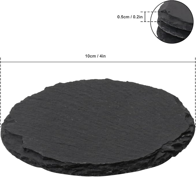 30 Pack 4 Inch Round Slate Coasters, Black Stone Coasters with Anti-Scratch Bottom, Ideal for Home Decor, Bar, Housewarming Gifts, and Laser Engraving KUKLIPJIM