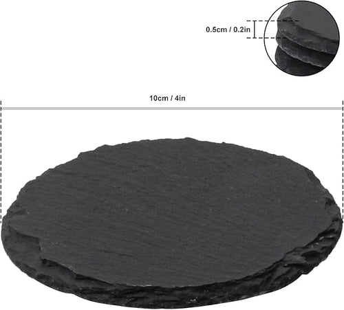 30 Pack 4 Inch Round Slate Coasters, Black Stone Coasters with Anti-Scratch Bottom, Ideal for Home Decor, Bar, Housewarming Gifts, and Laser Engraving KUKLIPJIM