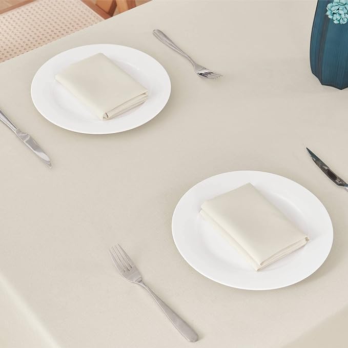 Rectangle 10 Feet Tablecloth 60x144 inch Linen Textured Table Cloth Stain and Wrinkle Resistant Washable Polyester, Decorative Table Cover Waterproof for Dining, Buffet and Camping, Beige