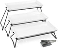 Extra Large 3 Tier Serving Tray Set, 24x22x9.7 inch Cupcake Fruit Cookie Dessert Table Display Stands Melamine Tiered Platters Food Trays for Party Buffet Entertaining, White
