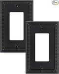 2-Pack Decorator Outlet Cover Plate, Pearls Decorative Switch Plates and Outlet Covers, Black Metal Wall Plates for Electrical Outlets, Receptacle, GFCI Outlet, Dimmer Switch