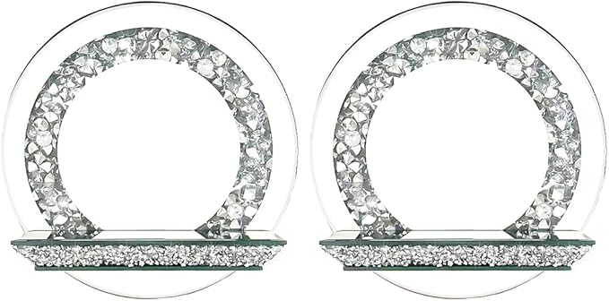 Pibeyer Mirrored Candle Sconces with Acrylic Diamond, Crushed Diamond Wall Candle Holders, Home Décor