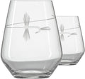 Rolf Glass | Fly Fishing Stemless Wine Tumbler 18 ounce | Stemless Wine Glasses | Set of 2 | Lead-Free Glass | Engraved Tumbler Glasses | Made in the US