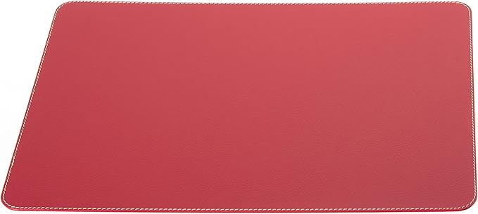 Nikalaz Set of Red Placemats and Coasters, 4 Table Mats and 4 Coasters, Recycled Leather, Place Mats 18'' x 13'' and Coasters 3.9'' x 3.9''