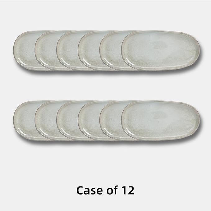 Organic Shape Highland Ceramic Serving Tray, 12pcs 13×7inch Handmade Reactive Glaze Stoneware Tray with Wavy Edge, for Kitchen, Microwave & Dishwasher Safe, Scratch Resistant-Grey