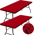 homing 2 Pack Rectangle Table Cloth, Elastic Fitted Fabric Tablecloth Fits for 6 Foot Folding Tables, Washable Table Cover for Picnic, Camping, Indoor & Valentine's Day (Red, 30" x 72")