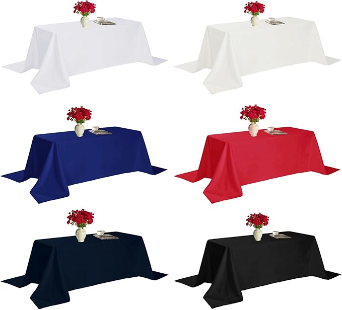 Fokitut 6 Pack Rectangle Tablecloth, 90x132 Inch, Stain Resistant and Wrinkle Polyester Table Cloth, Fabric Table Cover for Kitchen Dining, Wedding, Party, Holiday Dinner-Navy