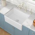 Sarlai 30 White Farmhouse Kitchen Sink - 30 x 20 Inch Kitchen Sink Apron Front Farm Style Sink White Ceramic Porcelain Fireclay Single Bowl Farm Sink Basin
