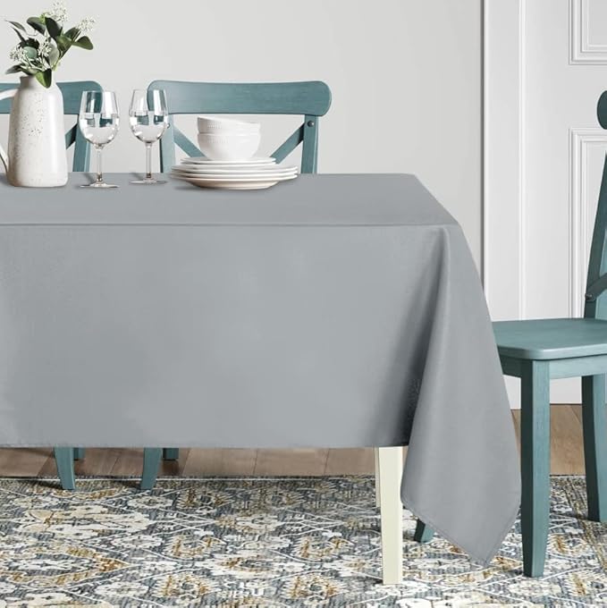 sancua Rectangle Tablecloth - 70 x 120 Inch - Stain and Wrinkle Resistant Washable Polyester Table Cloth, Decorative Fabric Table Cover for Dining Tables, Buffet Parties and Camping, Silver Grey