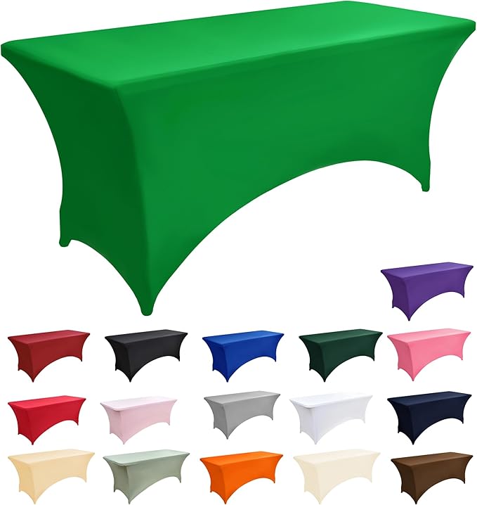 6-Pack 6ft Spandex Table Covers for Rectangle Standard Folding Tables - Wrinkle Resistant Stretch Tablecloths - Ultimate Fitted Table Protector for Parties, Trade Shows, Wedding