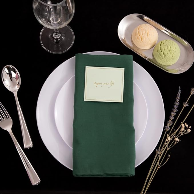 PULOTE 100PCS White Plastic Plates Disposable - Heavyweight 50 White Dinner & 50 Dessert/Salad Plates for Wedding, Party