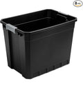 Sterilite 8-Pack Plastic Storage Bins with Lids, Stackable Containers, 27 Gallon, Black